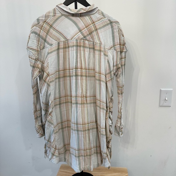 Free People Nordic Day Plaid Lace-Up Tunic Shirt Size Large - Picture 11 of 13